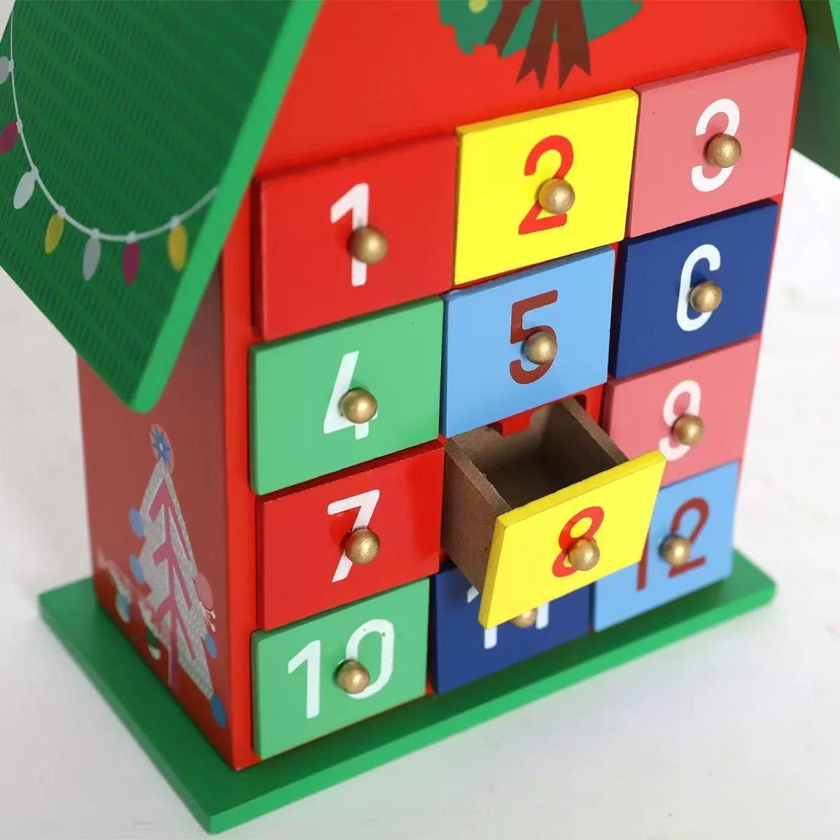 Colorful Christmas House Countdown Wooden Advent Calendar - DIYION