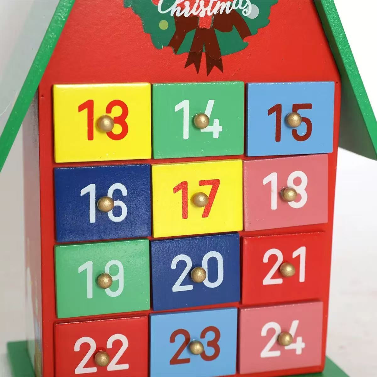 Colorful Christmas House Countdown Wooden Advent Calendar - DIYION