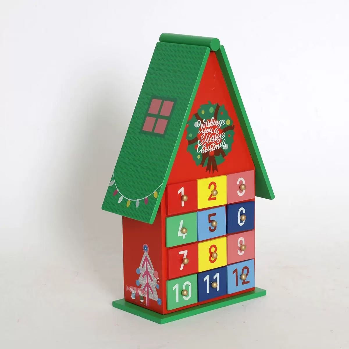 Colorful Christmas House Countdown Wooden Advent Calendar - DIYION