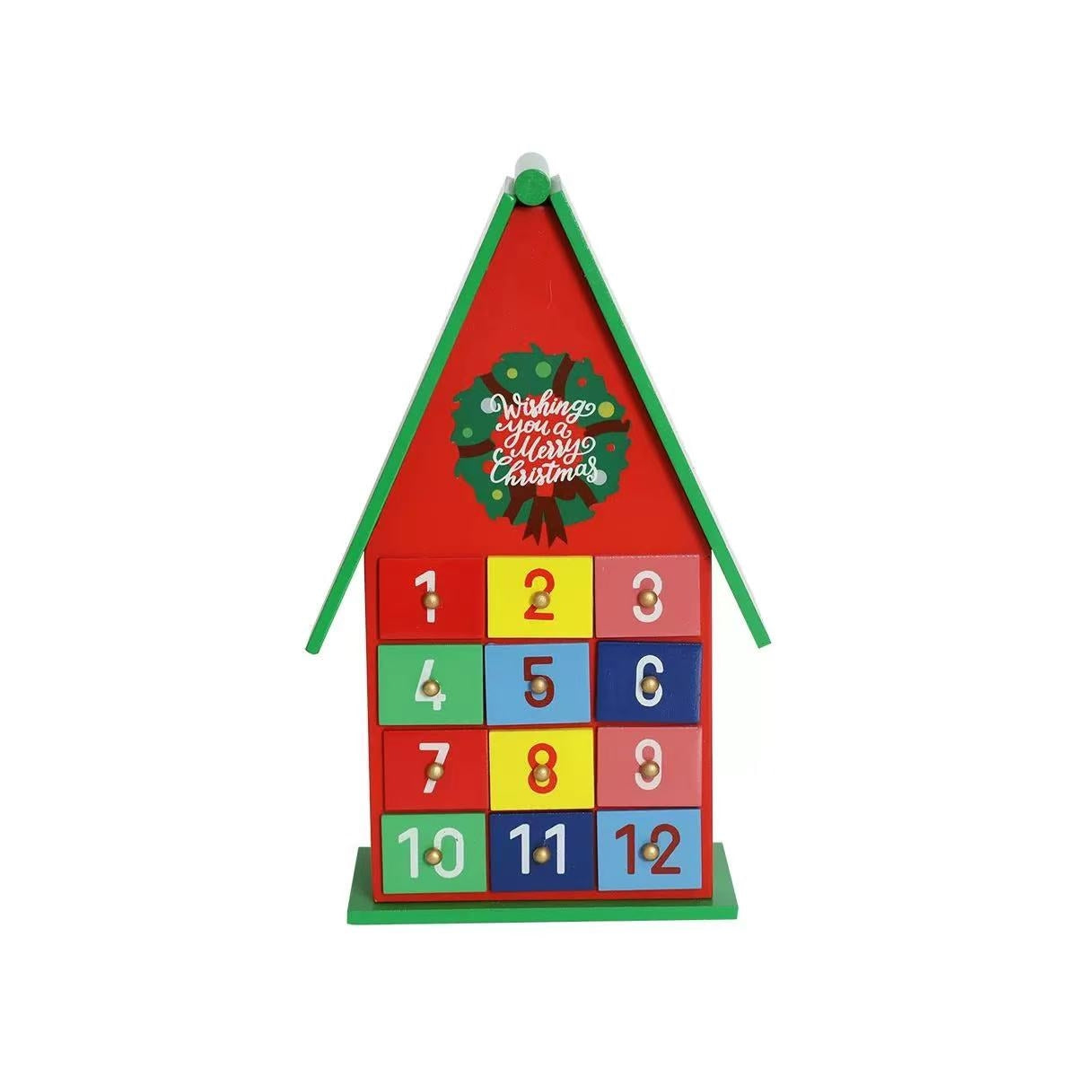 Colorful Christmas House Countdown Wooden Advent Calendar - DIYION