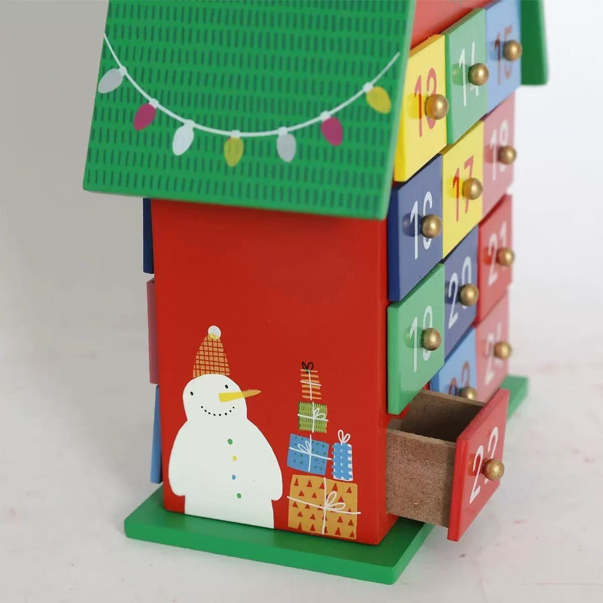 Colorful Christmas House Countdown Wooden Advent Calendar - DIYION