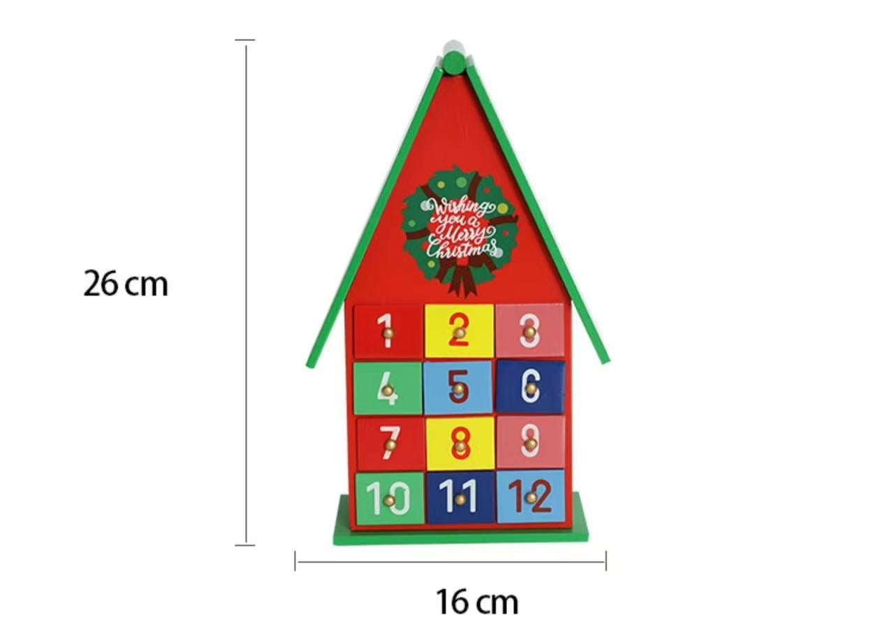 Colorful Christmas House Countdown Wooden Advent Calendar - DIYION
