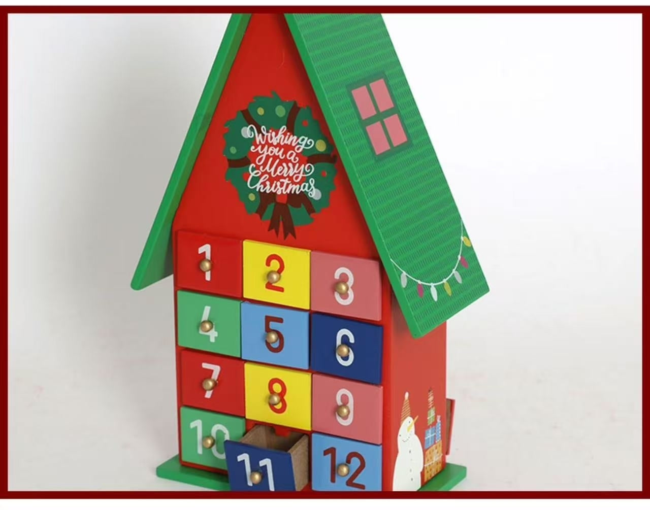 Colorful Christmas House Countdown Wooden Advent Calendar - DIYION