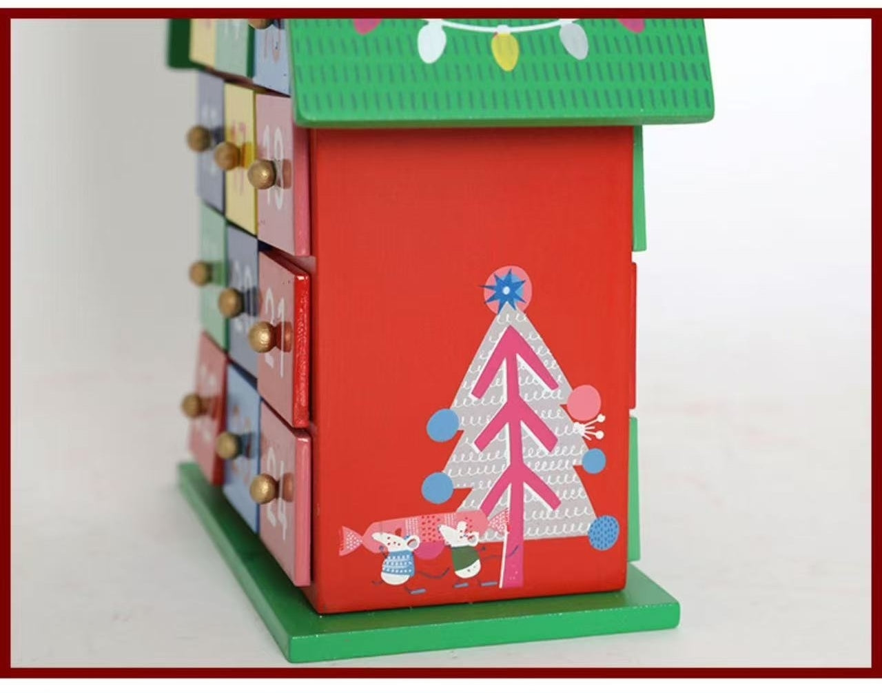 Colorful Christmas House Countdown Wooden Advent Calendar - DIYION
