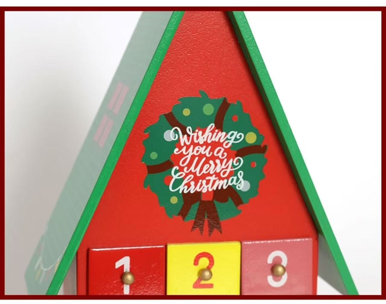 Colorful Christmas House Countdown Wooden Advent Calendar - DIYION