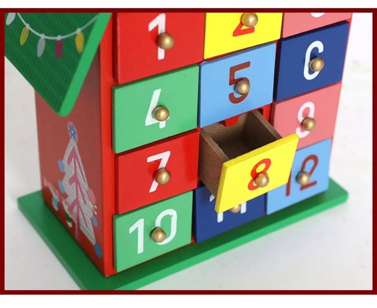 Colorful Christmas House Countdown Wooden Advent Calendar - DIYION