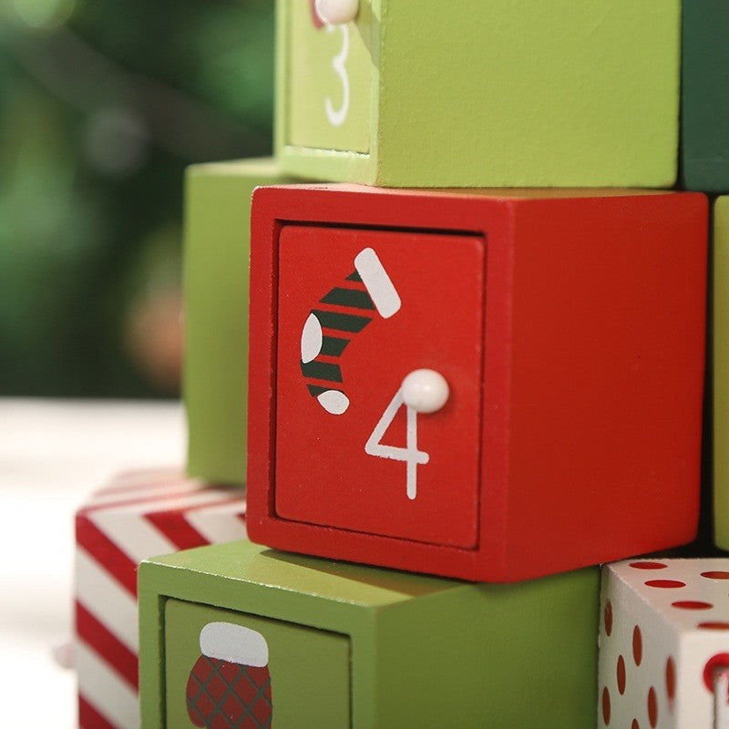 Wooden Christmas Advent Calendar with Drawers - DIYION