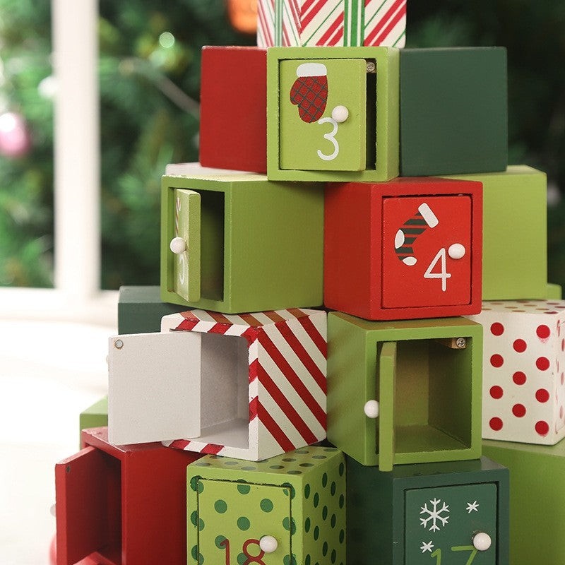 Wooden Christmas Advent Calendar with Drawers - DIYION