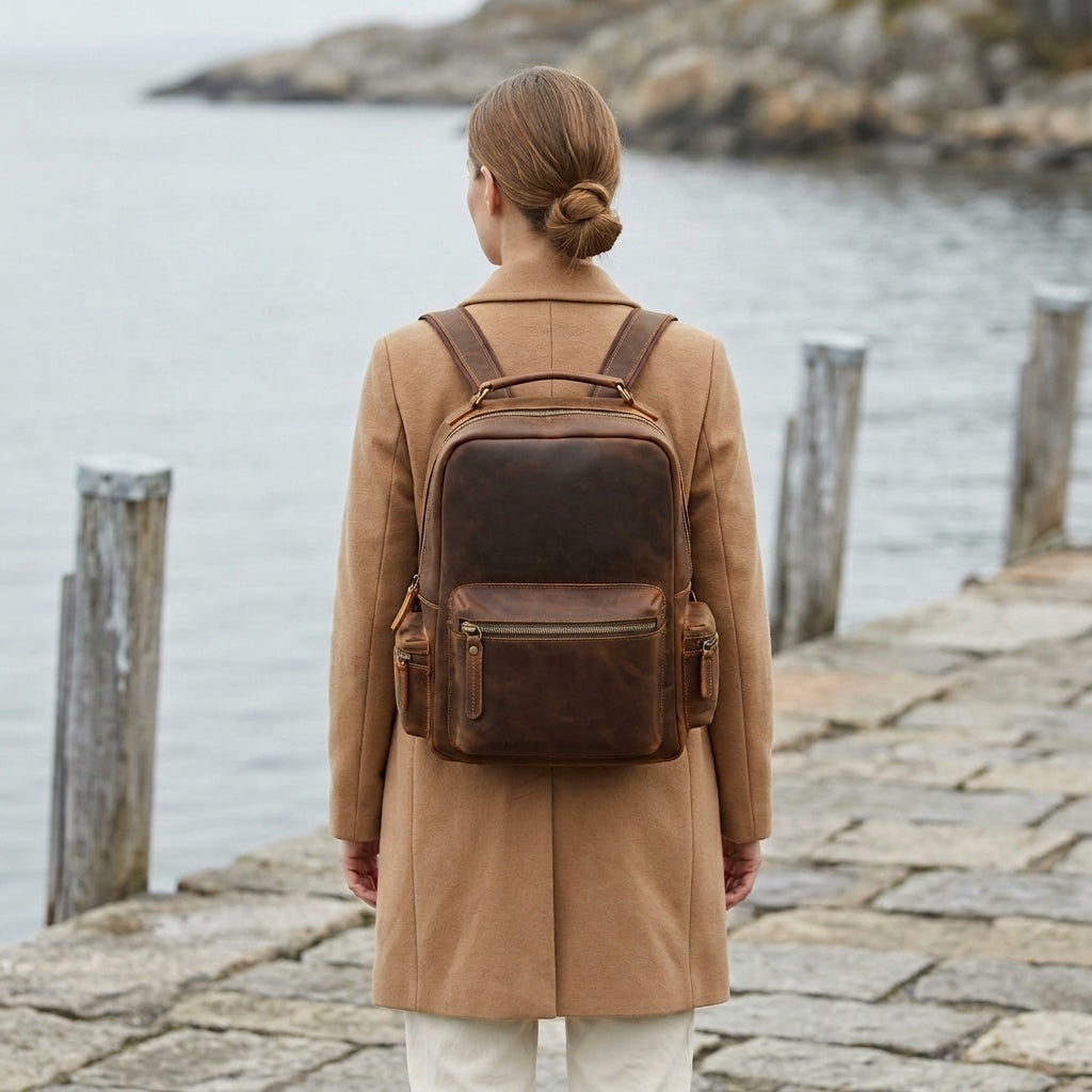 Lederrucksack mit Laptopfach 20 L – Aya — 3