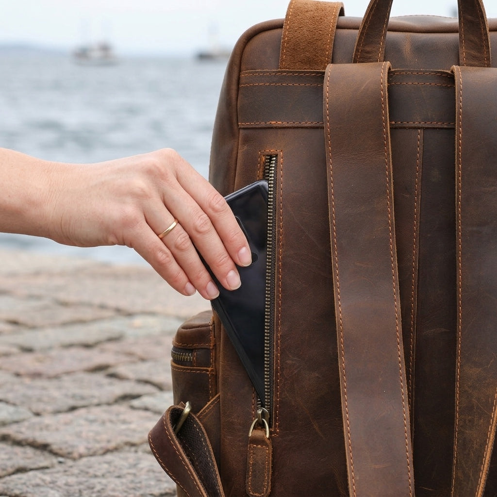 Lederrucksack mit Laptopfach 20 L – Aya — 6