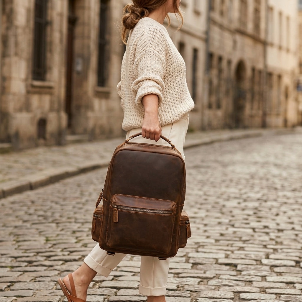 Lederrucksack mit Laptopfach 20 L – Aya — 19