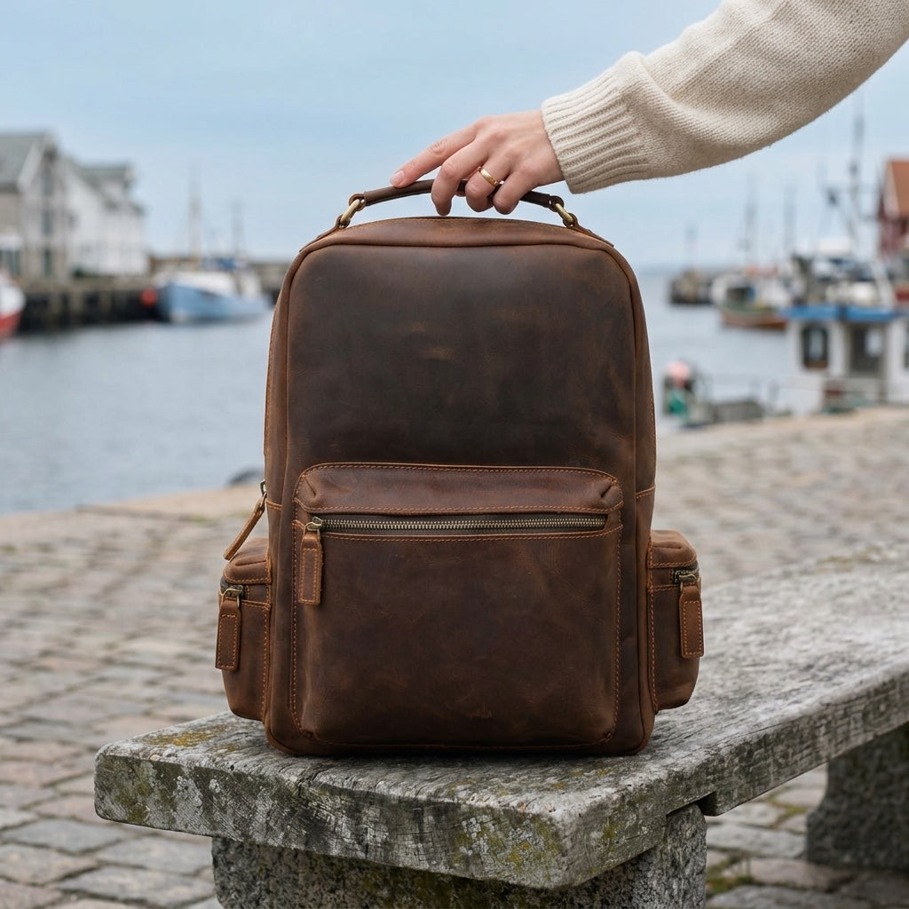 Lederrucksack mit Laptopfach 20 L – Aya — 21