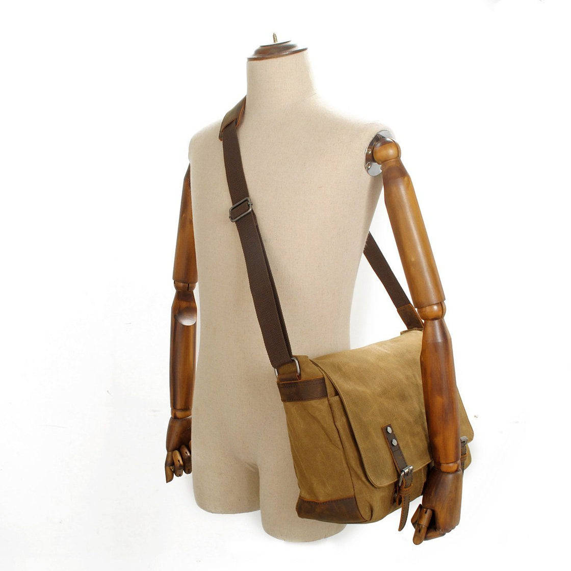 Mens vintage leather messenger bag with laptop storage - Colombus