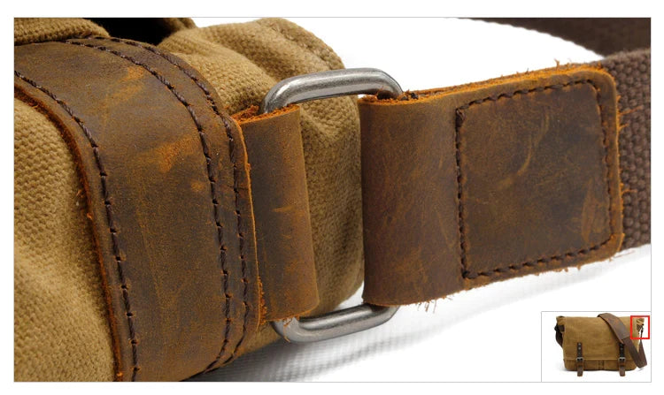 Mens vintage leather laptop messenger bag for work commute - Colombus
