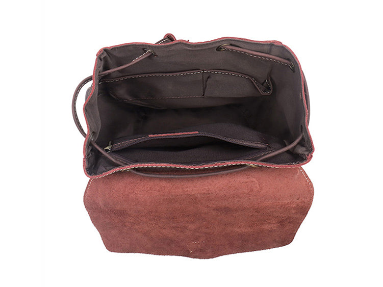 sleek womens soft tanned leather garment-bag with gold-tone brass hardware and metallic buckle