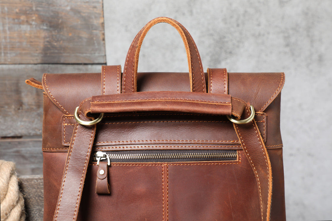 real leather garment-bag backpack womens