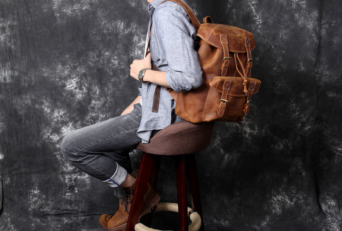 sac à dos cuir camel