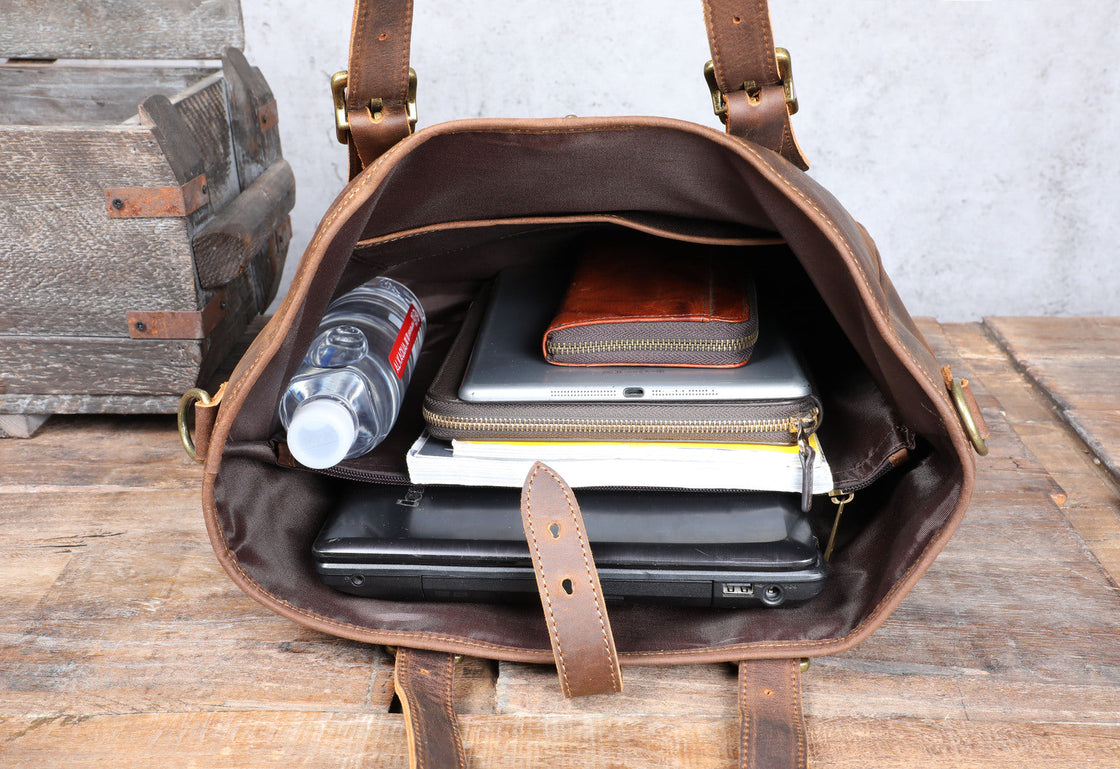 petit Tote Bag Vintage en Cuir