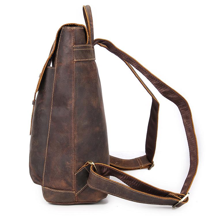 well made taupe vintage leather laptop backpack for women with with quilted laptop sleeve to carry your macbook and ipad tablet