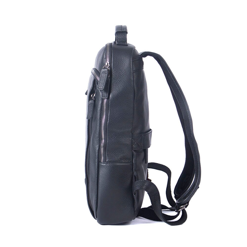 Steele — Black Leather Laptop Backpack, image 2
