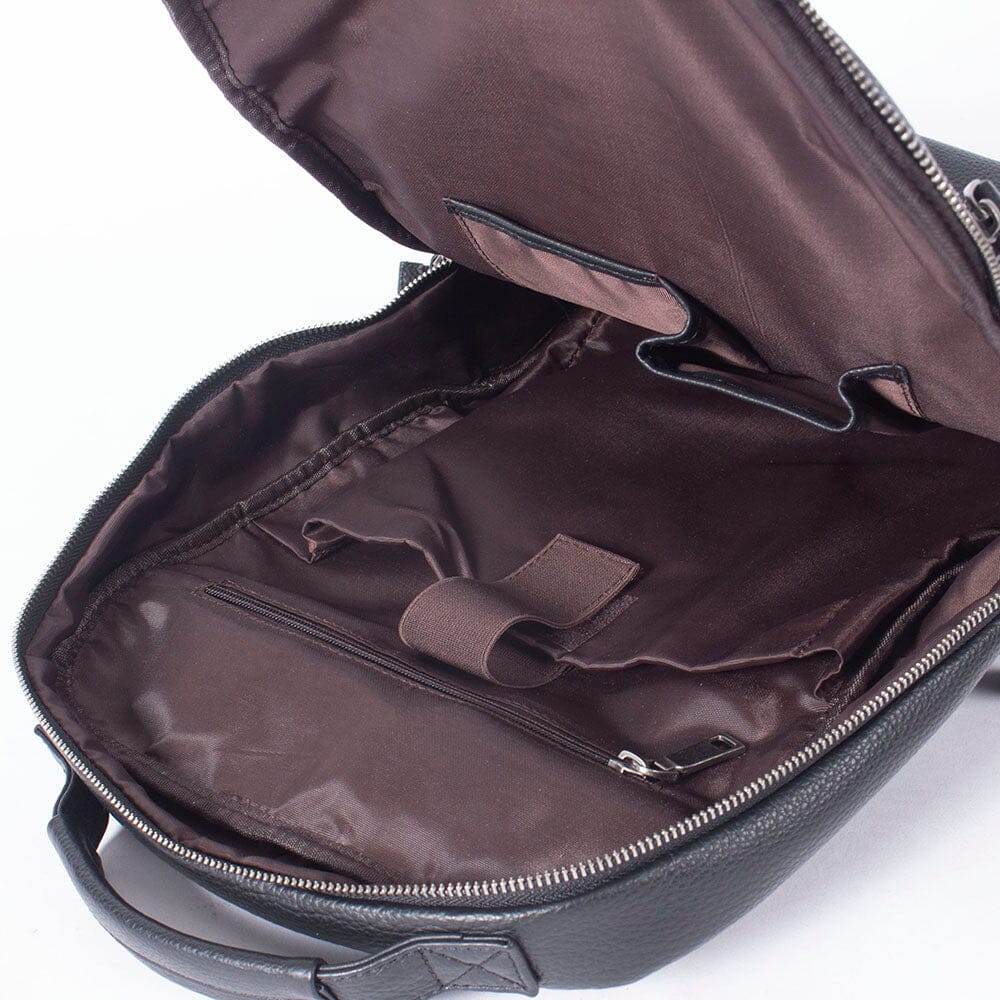 Steele — Black Leather Laptop Backpack, image 7