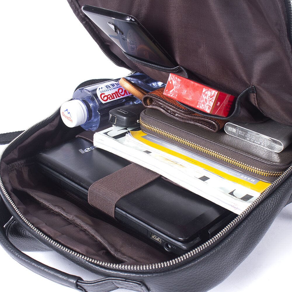Steele — Black Leather Laptop Backpack, image 8