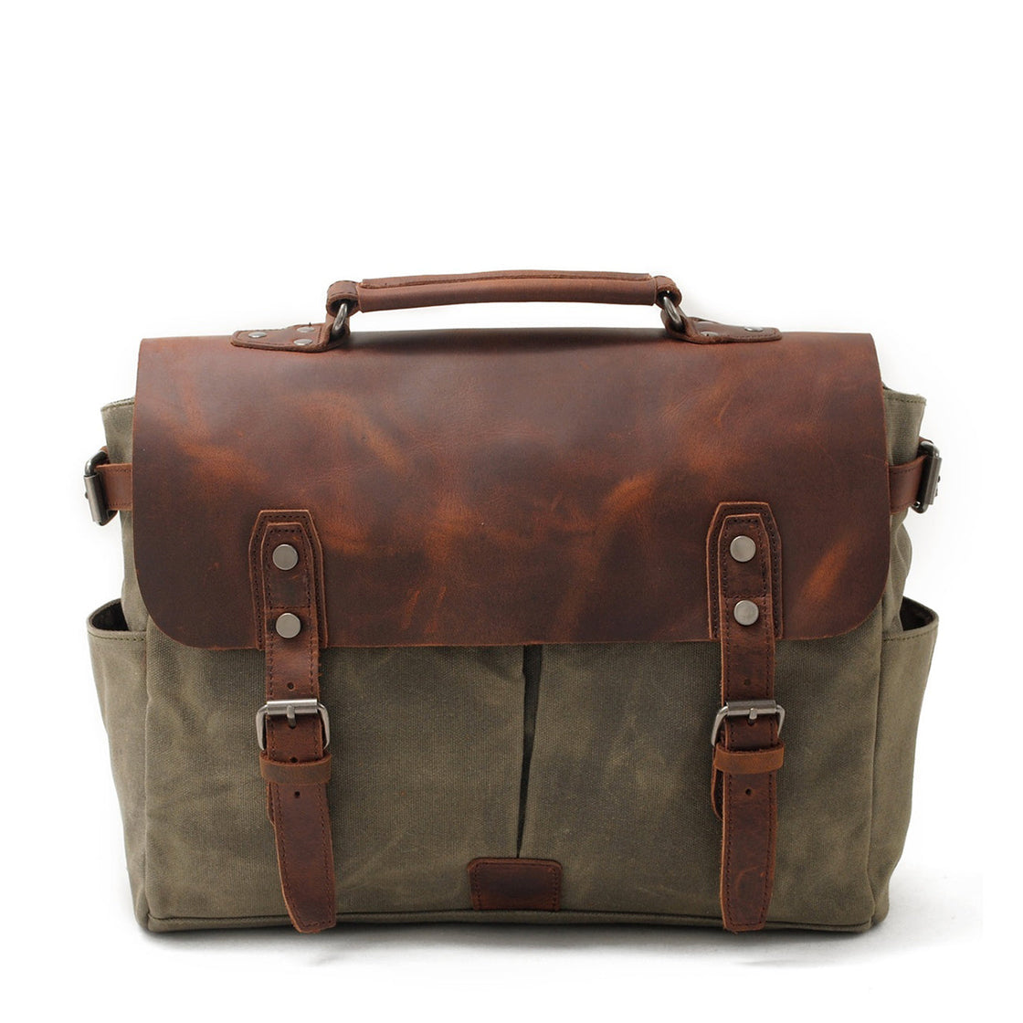 Sacoche Bandoulière Homme waterproof ajustable et fermoir en laiton avec poches et rangements intérieurs et extérieurs