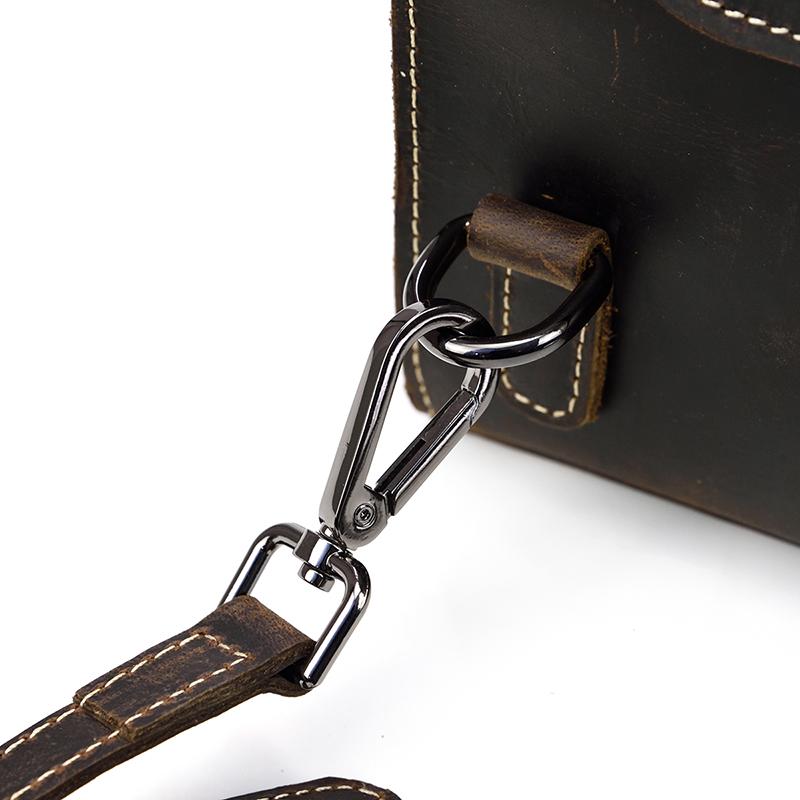 small leather carryall rucksack with roomy organizer to store a toiletry pouch, garment, jackets or other belongings