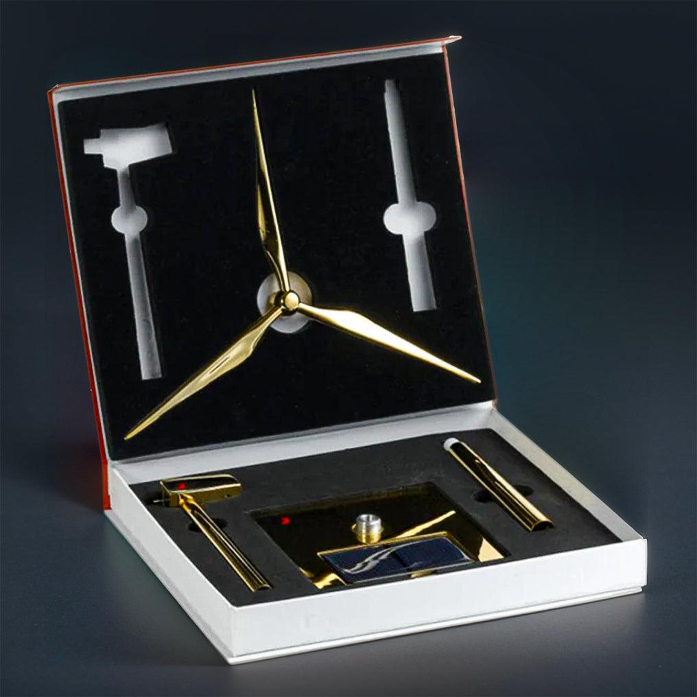 Diyion™ | DIY 3D Metal Windmill Solar Powered Wind Turbine Assembly Model Golden - Diyion