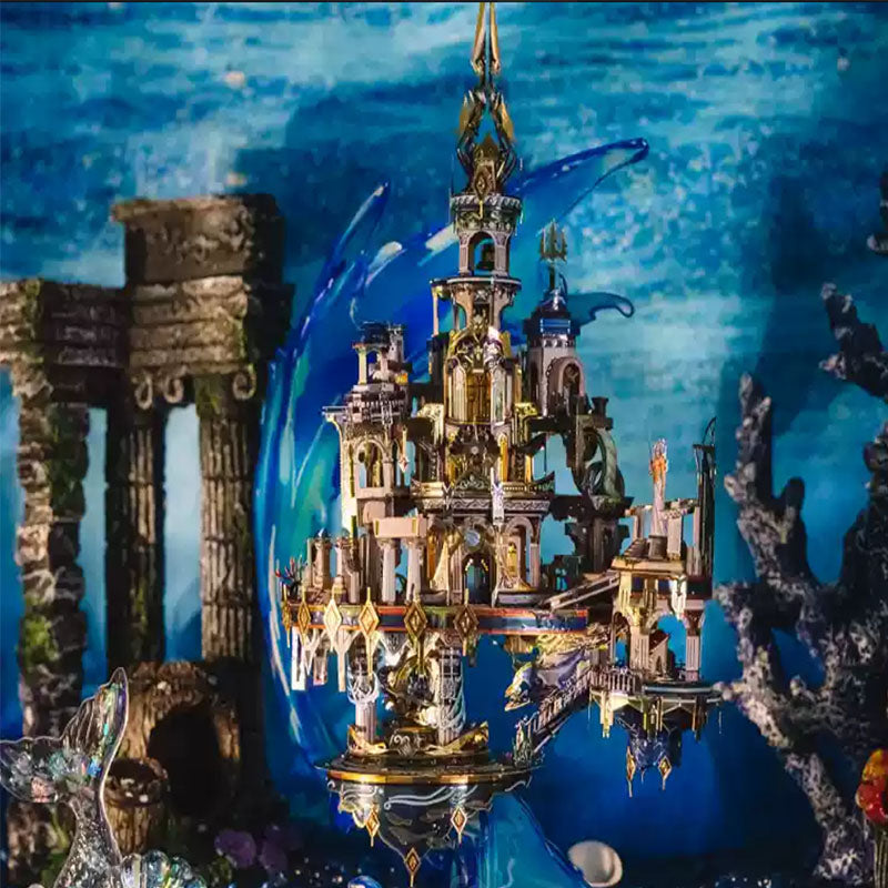 Premium metal puzzle kit with stainless steel pieces and detailed assembly instructions