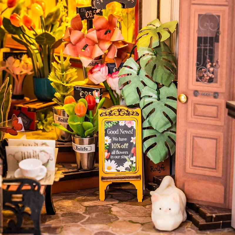 Diyion™ | Floral Corner Miniature - Enchanting Book Nook Insert - Diyion