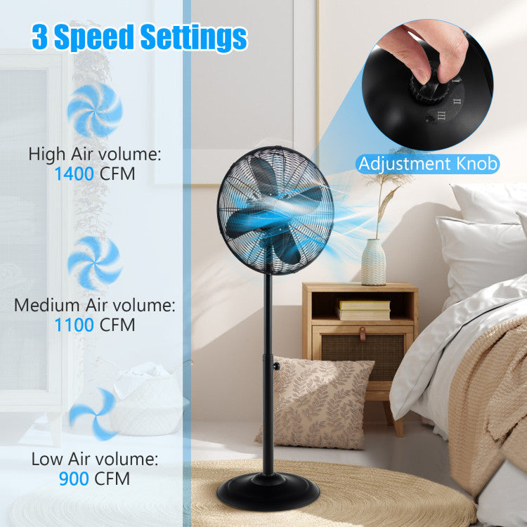 16-Inch Oscillating Pedestal Fan – Adjustable Height Standing Fan with 3 Speed Settings | Custom Airflow | For Home & Office Cooling