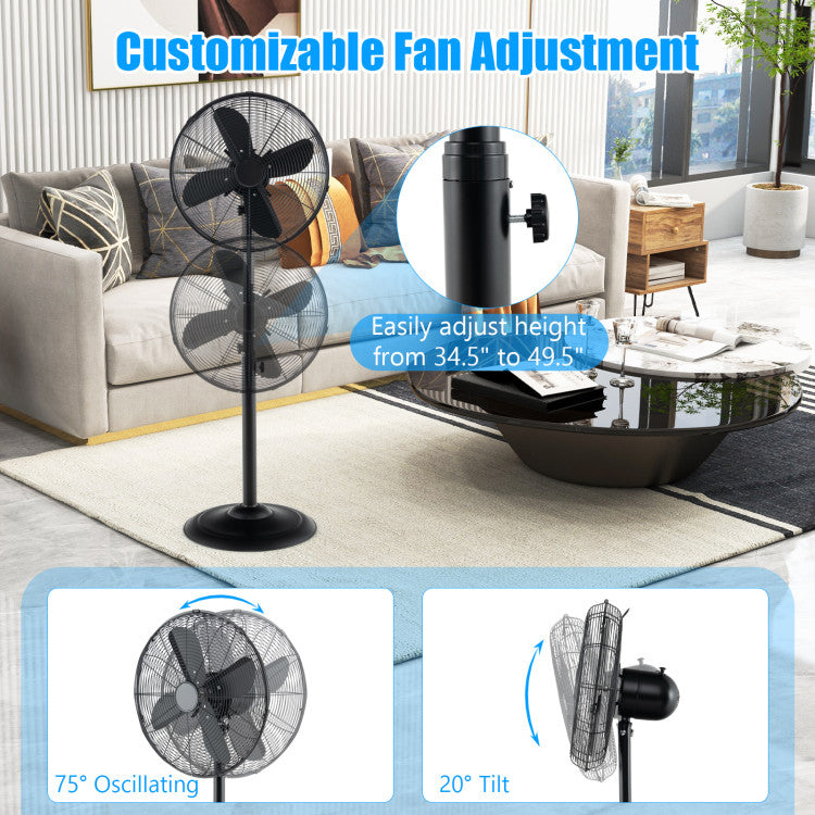 16-Inch Oscillating Pedestal Fan – Adjustable Height Standing Fan with 3 Speed Settings | Custom Airflow | For Home & Office Cooling