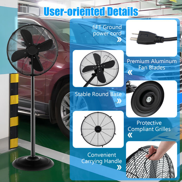 16-Inch Oscillating Pedestal Fan – Adjustable Height Standing Fan with 3 Speed Settings | Custom Airflow | For Home & Office Cooling