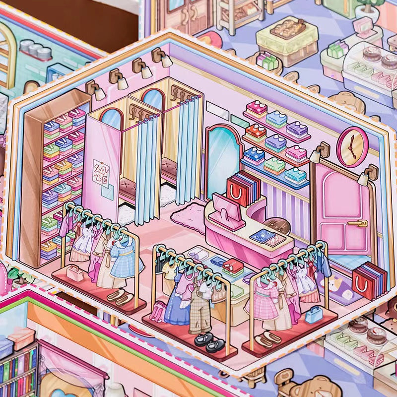 DIYION™ | Business Simulation Game Sticker Scene Play Set, Clothing Store|Restaurant|Bakery Shop
