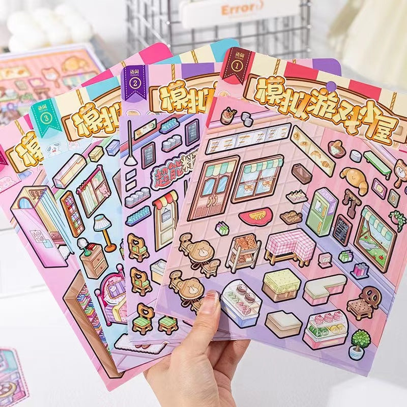 DIYION™ | Business Simulation Game Sticker Scene Play Set, Clothing Store|Restaurant|Bakery Shop