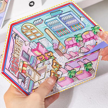 DIYION™ | Business Simulation Game Sticker Scene Play Set, Clothing Store|Restaurant|Bakery Shop