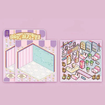 DIYION™ | Business Simulation Game Sticker Scene Play Set, Clothing Store|Restaurant|Bakery Shop