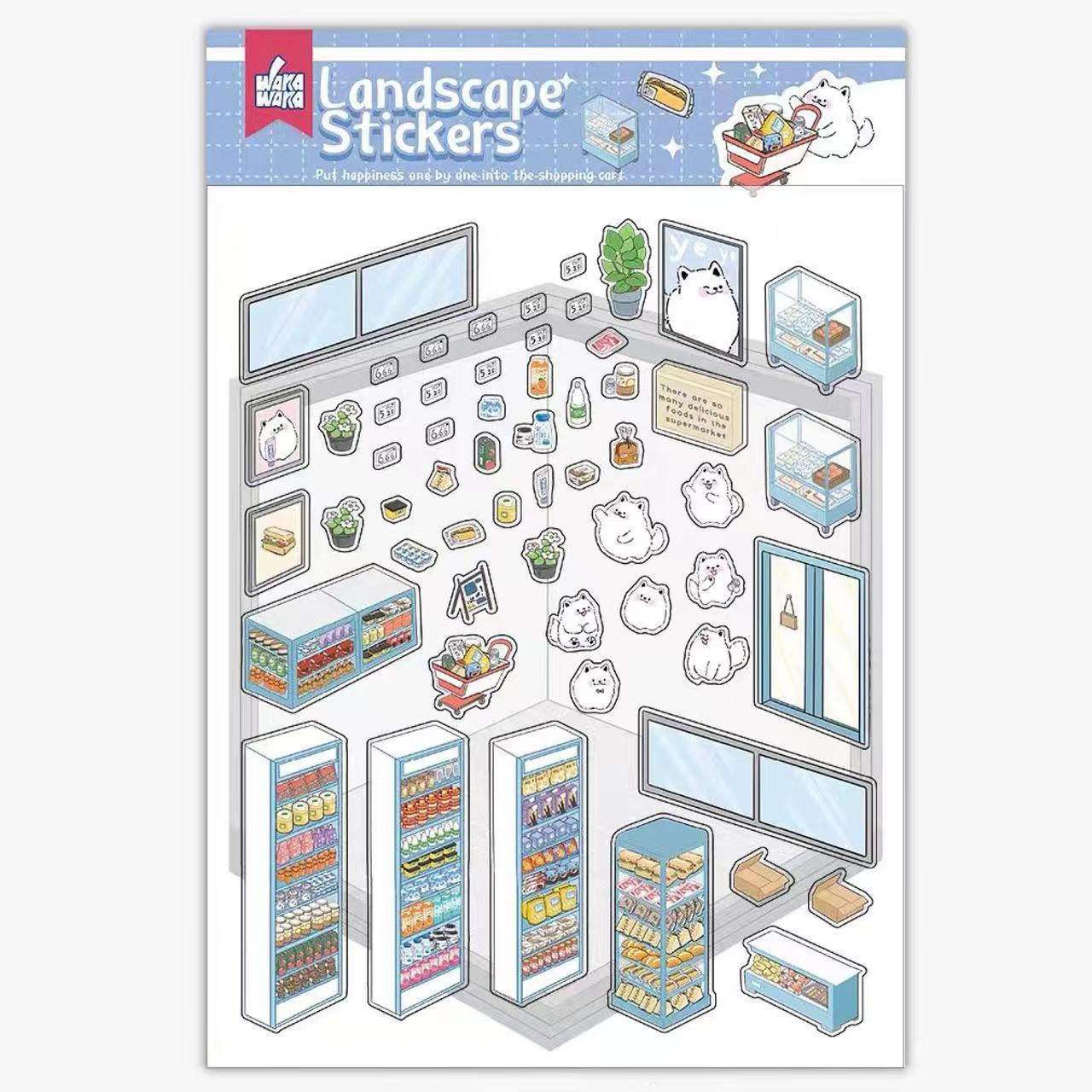 DIYION™ | Sticker Play Scenes, Make A Grocery Store|Library|Buffet|Bakery|Bathroom|Panda Room
