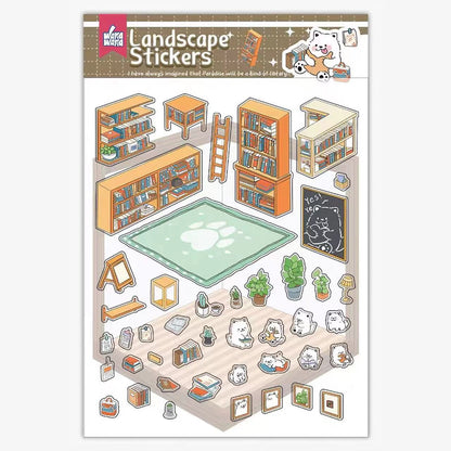 DIYION™ | Sticker Play Scenes, Make A Grocery Store|Library|Buffet|Bakery|Bathroom|Panda Room