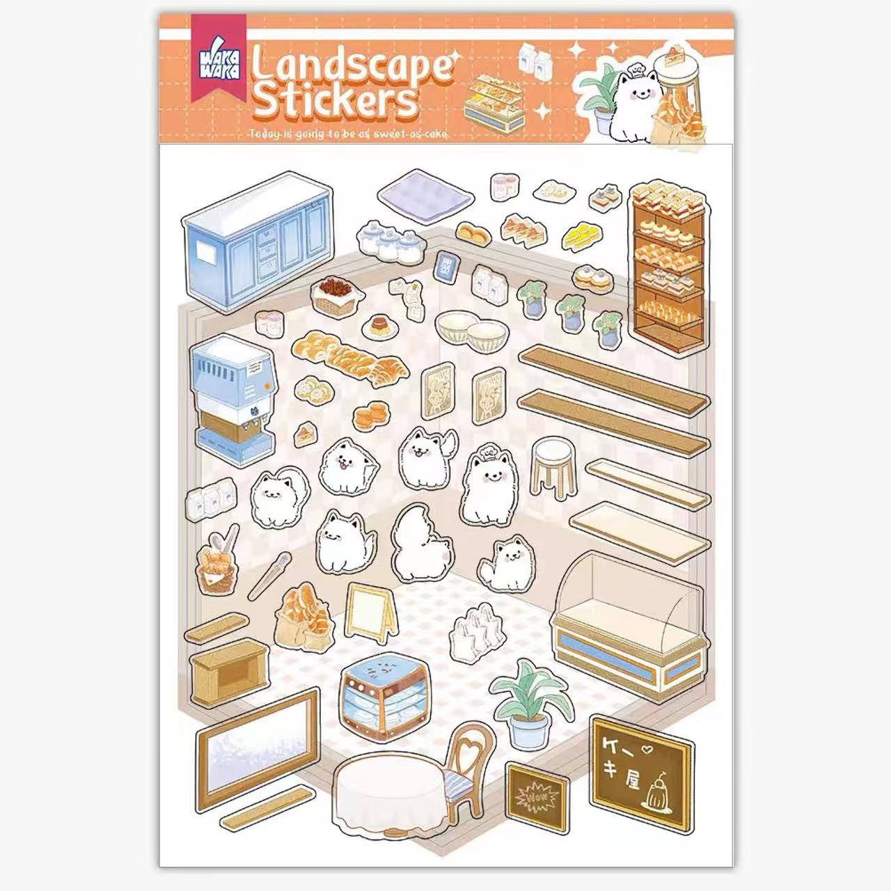 DIYION™ | Sticker Play Scenes, Make A Grocery Store|Library|Buffet|Bakery|Bathroom|Panda Room