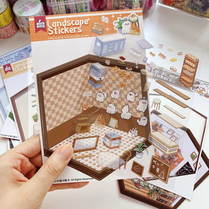 DIYION™ | Sticker Play Scenes, Make A Grocery Store|Library|Buffet|Bakery|Bathroom|Panda Room