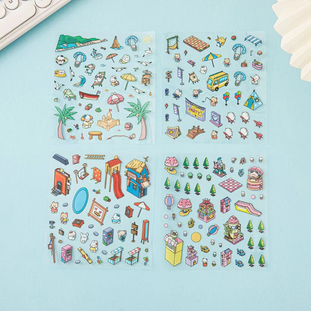 DIYION™ | Sticker Scene: DIY Picnic|Magical Library|Spring Party|Beach|Amusement Park|Record Store