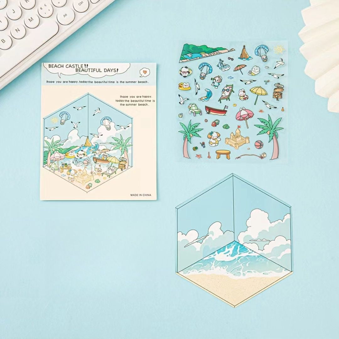 DIYION™ | Sticker Scene: DIY Picnic|Magical Library|Spring Party|Beach|Amusement Park|Record Store