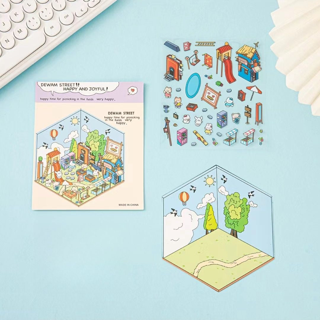 DIYION™ | Sticker Scene: DIY Picnic|Magical Library|Spring Party|Beach|Amusement Park|Record Store