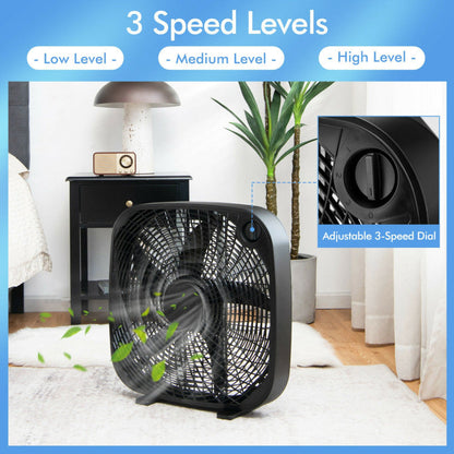 20-Inch Box Floor Fan – Portable Cooling Unit with 3 Speed Settings & Easy Knob Control | Strong Airflow | For Home, Garage & Office Use