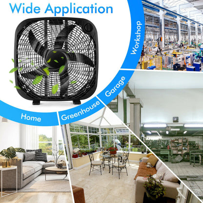20-Inch Box Floor Fan – Portable Cooling Unit with 3 Speed Settings & Easy Knob Control | Strong Airflow | For Home, Garage & Office Use