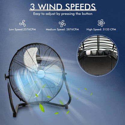 20-Inch High-Speed Floor Fan – Durable Metal Design with 3 Wind Modes | Strong Performance | For Indoor Ventilation & Heat Relief
