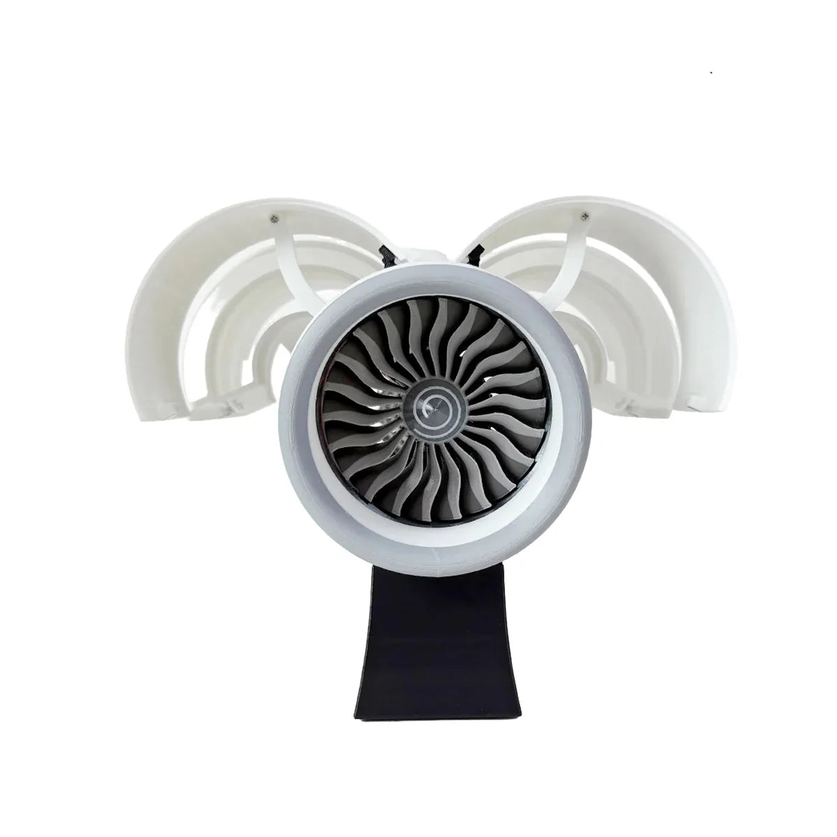 Detailed turbofan engine model with rotating blades and metallic finish