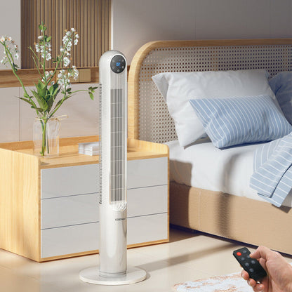80° Oscillating Tower Fan – 42-Inch Slim Design with Smart Display & Remote | Powerful & Quiet | For Living Room & Workspace